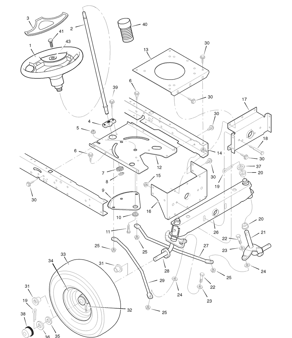 Steering Diagram and Parts List for 7800282-425307X51A 2008 Briggs and Stratton Lawn Tractor